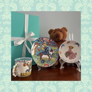 3 Piece Tiffany Baby Dish Set- EUC- Fantasy Collection w/ Tiffany Box